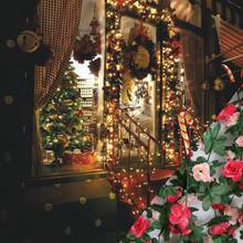 1个仿真花环，玫瑰藤蔓，丝绸质感花朵和叶子，悬挂式玫瑰花环，适用于房间装饰、墙面背景、婚礼拱门、派对背景 - 玫粉色 - 查看 7