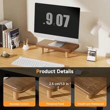 Monitor Stand - Wood Monitor Stand Riser For Laptop Computer/TV/PC/Printers, Dual Monitor Stand Riser{Inchsize_nameinch:InchWalnut15.75ininch} - Walnut15.75in - View 3