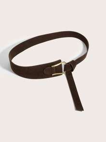 1pc Women's Knotted U-Shape Buckle Waist Belt, Suitable For Everyday Use - Coffee - View 3