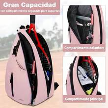 Bolsa de Tenis, Mochila Padel Resistente al Agua Raquetero, Cruzada Mochila Tennis Bag para Hombres y Mujeres, para Raquetas Bádminton, Squash, Pickleball, Pelotas y Otros Accesorios Deportivos - rosa brillante - Ver 3