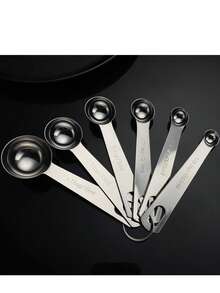 6pcs Stainless Steel Baking & Cooking Measuring Spoon Set, Metal Kitchen Measuring Utensils For Dry And Wet Ingredients