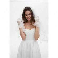 Ladies' Wedding, Tea Party Gloves, Opera Party Wedding Ball Bride Gloves, Christmas Role-Playing Party Ball Gloves, Lace Gloves - 米色 - 查看 7