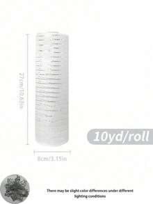 1 卷银色装饰网状丝带 10 英寸 X 30 英尺，金属聚乙烯网卷，适用于节日装饰门花环用品圣诞树万圣节装饰礼品包装（白色/银色箔） - 銀色 - 查看 8