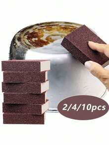 10pcs Nano Sponge Magic Erasers, Rust Removal Sandpaper Cleaning Sponge Brush, Kitchen Pot And Dish Rust Removal Sandpaper Cleaning Wipe, Cleaning Brush Scale Removal, Polishing, Rust Removal Sponge Rust Pot Brush, Heavy Duty Decontamination, Suitable For Kitchen, Bathroom, Household Use, Essential Household Cleaning Tool, Cleaning Sponge - Multicolor - View 10