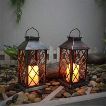 太阳能蜡烛灯、大型灯笼吊灯、户外防水花园装饰灯笼、草坪灯、景观灯 - 紅銅色 - 查看 5