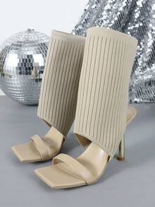 Women's Elegant Strap High Heel Sandals, Suitable For Commuting - Apricot - View 9