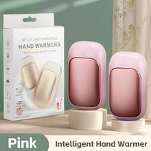 2-In-1 Portable Gemini Hand Warmer, 3 Heat Settings, Minimalist Design, Sold Individually Or In 2 Pieces Set, Keeps Warm In Winter, Available In Black, Pink, White