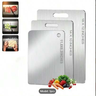 3Pcs Titanium Kitchen Cutting Board - Double-Sided Design - Easy To Clean Dishwasher With Hanging Hole - Perfect For Cutting Meat Fruits Vegetables And Home Kitchen Use. Kitchen Organization And Storage Baking Supplies Christma Shalloween Mother's Day.