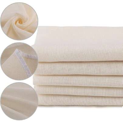 5 Pack Muslin Cloths Reusable For Straining, 100% Unbleached Pure Cotton Cheesecloth, Soft Square Cheese Clothes Weave Fabric Filter For Cooking, Baking (50 X 50 Cm Food Strainer Cloth),26165615