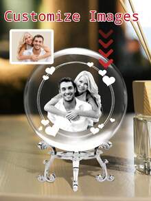 1 pieza Bola de cristal con foto personalizada y personalizada - 13 estilos, Bola de foto de ultrasonido, Regalos de embarazo para mamás primerizas, Regalo para mamá, Mejores regalos para mamá en espera, Bola de cristal con foto grabada con láser con base, Regalos personalizados para él, ella, cumpleaños (con base plateada, 6 cm), Regalos personalizados - Multicolor - Ver 21