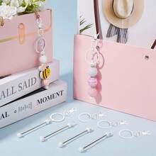 Beadable Keychains,12Pcs Keychain Making Kit Metal Keychain Blanks Bars For DIY CraftsJewelry,Custom Projects,Beaded Bulk Car Key Chain Rings Supplies Charms Clasp For Backpack Bags Purse,Christmas Gifts - 白色 - 查看 3