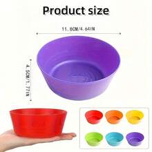 6/12/18pcs Reusable Salad Bowls, Round Unbreakable Colored Plastic Bowls, Suitable For Camping, Picnic, Home Use - Great For Pasta, Cereal, Soup, Vegetable And Fruit Salad - Multicolor - View 5