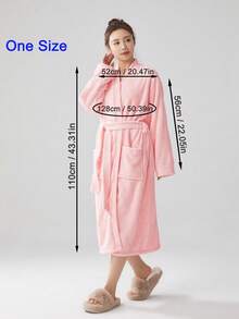 1pc Coral Fleece Solid Color Bathrobe For Women, Long Robe, Women's Bathrobe After Shower, Bath Towel, Super Soft, Quick Drying, Ultra Absorbent, Quick Drying, Dressing Grown, Loungewear, HomeWear, Sleepwear, Wearable Towels, Suitable For Home, Bathroom, Hotel, Gym, Travel, Holiday Gift, Swimming Pool, Bathing, Bathroom Decor, All Season Use, Presents For Christmas, Halloween's Day, Thanksgiving Day