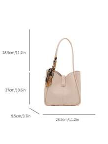 New Solid Color Luxurious High-End Versatile Women Shoulder Tote Bag - White - View 3