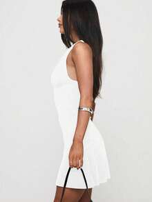 Elegant & Fashionable Deep V-Neck Sleeveless Mini Dress, New Arrival For Summer White - White - View 3