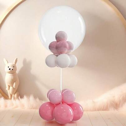 1pc Heart-Shaped Balloon Stand Base (Balloon Not Included), Bubble Ball Stick, Suitable For Wedding, Birthday Party, Christmas, Halloween, Thanksgiving, Back To School Decoration, Party Balloon Table Floating, Party Decoration