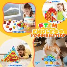 Mini Size Magnetic Building Blocks - STEM Toys Construction Set With DIY Magnetic Tiles, Learning Educational Magnet Toys, Random Colors For Birthday Gift - Multicolor - View 7