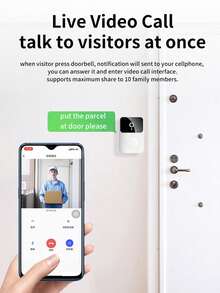 Wireless Video Doorbell Camera With Two-Way Talk, HD Night Vision,App Remote Control, Self-Adhesive Installation,Smart Doorbells Home Device HD Camera For Home Security