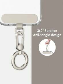 360°旋转手机挂绳夹 - 多功能金属手机配件，便捷携带支架 - 彩色 - 查看 6