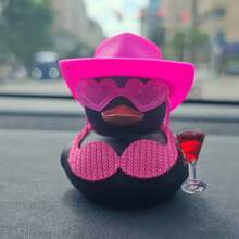 1pc Cute Beer Duck Design Car Decor Set, Retro Style Cool Black Duck Statue Figurine Collectible Mini Doll, Suitable For Car Dashboard/Motorcycle/Bicycle | Adorable Indoor/Outdoor Vehicle Accessory, Cute Little Item For My Car, Car Decoration - Thoughtful Gift - one-size - View 3