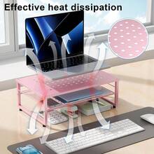 Gianotter 2-Tier Metal Monitor Stand Riser, Workspace Organizer With Desk Accessories, Office Storage For Supplies (Pink){Inchcolor_nameinch:InchPinkinch} - 粉紅色的 - 查看 4