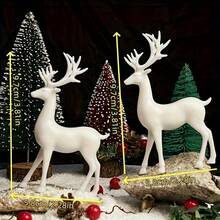 Charming Duo, Enchanting White Reindeer Figurines - Ideal For Christmas, Halloween, And Other Occasions - Versatile Home Decor For Living Room, Bedroom, And Kitchen