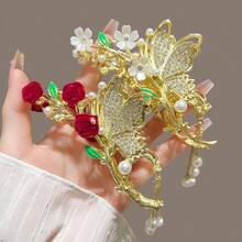 1 Piece Of Women'S Fashionable And Exquisite Hairpin, Lily Of The Valley Tassel Updo Hairpin, Ancient-Style Hairpin Hair Accessory, Flower-Shaped Shark Clip. It Is An Exquisite Jewelry Hair Accessory For Women,  Gift For Holidays - E54樹枝 - 查看 4