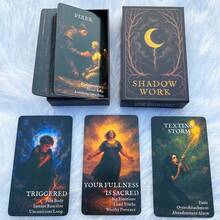 54 Tarot Cards Set, 13x8cm Reflective Moon Shadow Work Oracle Cards, Self-Discovery Emotional Perception Game, Spiritual Guidance Tool - Black - View 10