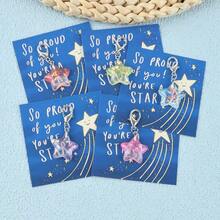 1pc/5pcs Shiny Resin Pentagram Keychain With "Proud Of You, You're A Star" Encouragement Card, Cute Mini Souvenir - Also A Special Symbol Of Encouragement, Suitable For New Year, Birthday, Wedding, Holiday Party Gifts, Unique Decoration - Multicolor - View 1