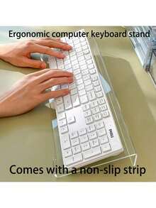 1个亚克力键盘支架 - 紧凑型桌面升降器，符合人体工学的电脑键盘支架，包含防滑条，耐用塑料材质，无需充电，多种颜色可选，节省空间设计，适合现代办公空间