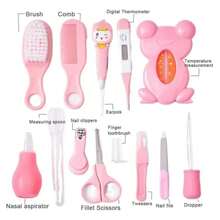 Kit De Aseo Para Bebé 13 En 1 Incluye 1 Cepillo Para Recien Nacidos 1 Peine Aspirador 1 Termometro Electronico 1 Medidor De Temperatura Del Agua 1 Dispositivo De Medicina De Alimentacion 1 Dientes De Masticacion 1 Cepillo De Dientes 1 Cuchara 1 Lima De Uñas 1 Cortauñas 1 Tijera 1 Herramientas De Aseo Para Recien Nacidos Cuidado Del Bebé Diseño Profesional Portatil Silicona Y Acero Inoxidable Excelente Material Resistente Y Duradero Oficina Trabajo Bonito Presente Cualquier Ocasion Regalo Para Estudiantes Regalo De Cumpleaños Regalo Para Navidad Regalo Dia Del Padre Regalo Dia Del Niño Regalo Dia De Las Madres Regalo Para Niños Y Niñas - Rosa - Ver 4