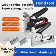 1 Stück Mehrzweck-Tacker mit schwerer Ausführung, manuelles Werkzeug mit robuster Eisenkonstruktion, ohne Batterie, kompatibel mit T-förmigen, U-förmigen, I-förmigen und П-förmigen Heftklammern, geeignet für DIY Heimdekoration, Innenausstattung, Möbel, Bodenbeläge, Holzbearbeitung, Camping und industrielle Anwendungen - Verschiedenfarbig - Übersicht 13