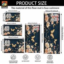 1 tấm thảm cửa chống trượt họa tiết bướm và hoa, thảm cửa chống trượt sợi siêu bền, thích hợp trang trí tiệc lễ hội, nhà bếp, phòng tắm, phòng ăn, phòng ngủ, có thể làm quà tặng - Nhiều màu - Xem 3