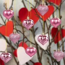 12 قطعة / 24 قطعة / 36 قطعة من الكرات الزخرفية بشكل قلب باللون الذهبي الوردي، مناسبة لعيد الحب، وذكرى الزفاف وغيرها من المناسبات، ويمكن استخدامها كزينة للشجرة - متعدد الألوان - مشاهدة 7