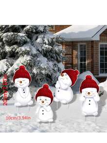 6pcs Christmas Lawn Stakes, 2D Acrylic Flat Outdoor Garden Yard Decor, Holiday Fence Garden Stakes, No Power Needed, Suitable For Home And Outdoor Walkway, Garden Party Supplies, No Electricity Required