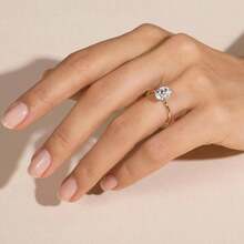 Cubic Zirconia Gold Rings Women Non Tarnish  Dainty 14K Gold Plated Stackable Princess Cut Engagement Ring Set Wedding Promise Rings Her Jewelry Size 6 8 9 10 11 - E-2pcs Oval Engagement Ring + 9 - View 2
