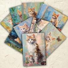 20 بطاقة بريدية مجموعة بطاقات بريدية بأسلوب لوحة زيتية للقطط الجميلة، بطاقات تهنئة قابلة للكتابة، بطاقات رسائل بأسلوب رسوم توضيحية للحيوانات مرسومة باليد، تحيات العطلات، هدية لعشاق القطط، ديكور، بطاقات بريدية بسيطة