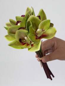 6pcs/Lot Silk-Like Texture Orchid Artificial Flowers, Living Room Tabletop Decor, Home Decoration, Wedding Craft Supplies - Multicolor - View 10