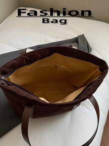 1 pezzo Borsa a spalla trapuntata  sintetico tinta unita, borsa a spalla casual per pendolarismo