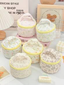 1 Peça Bolsa de Maquiagem Acolchoada com Estampa Floral Miúda, Bolsa de Maquiagem Fofa, Bolsa de Cosméticos de Viagem para Mulheres, Bolsa de Maquiagem Portátil e da Moda, Bolsa de Maquiagem de Viagem para Meninas, Bolsa de Armazenamento Multifuncional para Batom, Absorvente, Moedas, Chaves, Presilhas de Cabelo, Scrunchie etc, Bolsa de Lavagem de Grande Capacidade para Organizador de Viagem, Bolsa de Cosméticos para Viagem, Presente do Dia das Mães, Presente de Volta às Aulas, Presente de Ano Novo