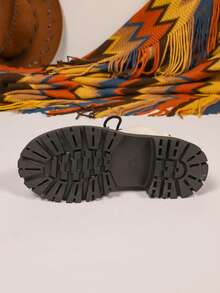 Botas Ankle para Mulheres, Cor Sólida Estilo Básico com Zíper Lateral, Estilo Universitário para Uso Externo, Escritório, Halloween, Festa de Natal, Casamento, Temporada de Inverno, Sola Grossa Cadarço Confortável Volta às Aulas, Botas Curtas Pretas Brilhantes Minimalistas de Moda