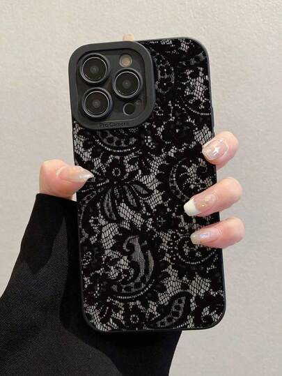 1 pezzo Custodia per telefono in TPU con pizzo morbido e perforato, cover protettiva per iPhone 7P/8Plus/16/16PLUS/16PRO/16PROMAX/XR/XSMAX/11/11Pro/11ProMax/12/12Pro/12ProMax/13/13Pro/13ProMax/14/14Pro/14Plus/14ProMax/15/15Pro/15Plus/15ProMax/A13-4G/S21FE/A345G/A1245G/S24+S24PLUS/S21ULTRA/A05S, alla moda/elegante/carino