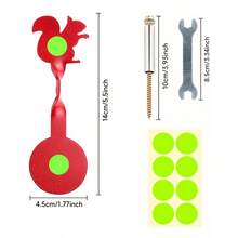 1个5.5英寸金属枪靶，厚度3毫米，360°旋转，树插式靶，稳定耐用，易于安装，红绿双色射击练习系统，松鼠和兔子图案，适用于狩猎、气枪、射箭和弹弓射击练习，独特的圣诞节、感恩节和新年礼物 - 彩色 - 查看 8