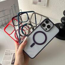 Transparent High-End Wine Red Framed Soft Silicone Magnetic Charging Protective Case, Shock-Proof, Ultra-Thin, Compatible With IPhone - Wine Red - View 6