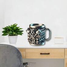 1 caneca de resina com design de motor V8, copo decorativo criativo para motor mecânico V6