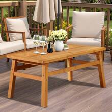 In/Outdoor 35-44in Farmhouse Side Wood Accent Coffee Table Patio - 35in-dark Brown - View 1
