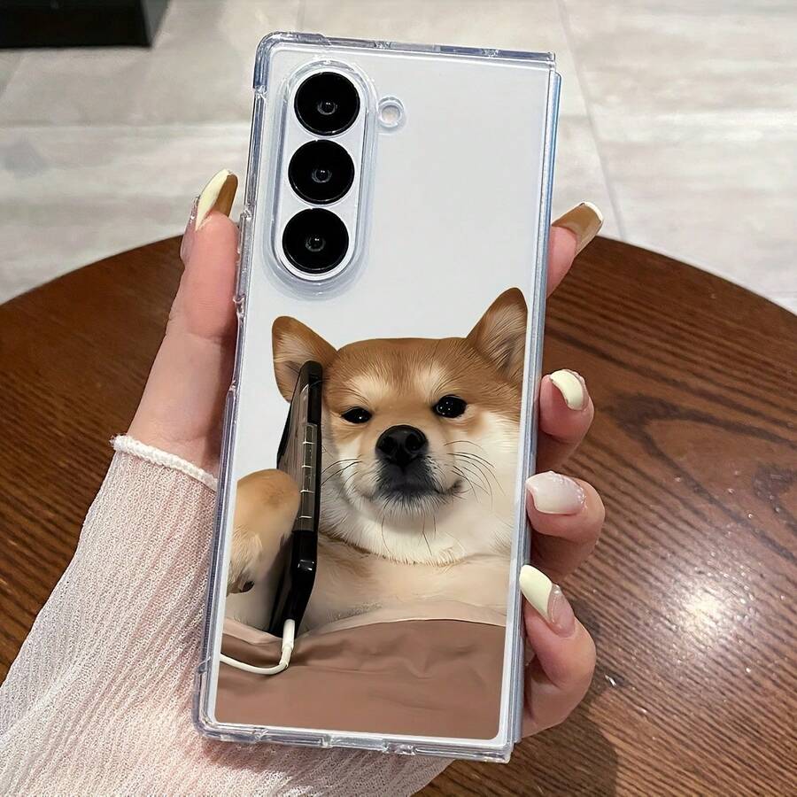 Funda de Teléfono Shiba Inu Personalidad Pantalla Plegable Cuatro Esquinas Antigolpes Funda de Teléfono con Cojín de Aire para Samsung Galaxy Z Fold 6, para Samsung Galaxy Z Fold 5, para Samsung Galaxy Z Fold 4, para Samsung Galaxy Z Fold 3 5G, Funda de Teléfono Transparente TPU Adecuada para Samsung Galaxy Cobertura Completa Antigolpes Delgada Ligera Carcasa Resistente Mixta Antiarañazos - Mezcla de colores - Ver 1
