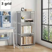 Kệ sách kim loại màu xám nhỏ gọn - Kệ lưu trữ độc lập 3 tầng/4 tầng cho gia đình, văn phòng, ký túc xá hoặc phòng ngủ - Hoàn hảo để đựng sách, đồ dùng và đồ trang trí, giải pháp lưu trữ tại nhà | Kệ độc lập kiểu dáng đẹp | Đơn vị lưu trữ kim loại - Nhiều màu - Xem 5