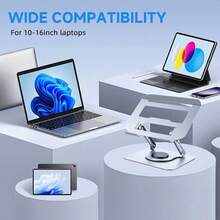 Laptop Stand For Desk, Ergonomic 360 Rotating Aluminum Laptop Riser, Adjustable Notebook Holder Compatible With MacBook Air/Pro, , HP,  (10-15.6 Inch, Silver){Inchcolor_nameinch:Inchlightsilverinch} - LIGHTSILVER - View 9