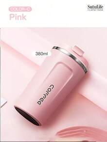 1pc380ml Travel Coffee Mug Insulated Coffee Cup, Stainless Steel Tumbler Cup, Reusable Tea Cup, Portable Water Bottle, Leakproof Lid, Keeps Drinks Hot Portable Insulated Coffee Cup, Stainless Steel Insulated Coffee Cup, Leak-Proof Insulated Coffee Cup, Large Capacity Insulated Coffee Cup, Simple Design Insulated Coffee Cup